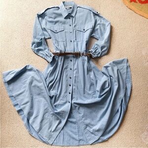 Neiman Marcus Light Blue Long Sleeve Shirt Dress